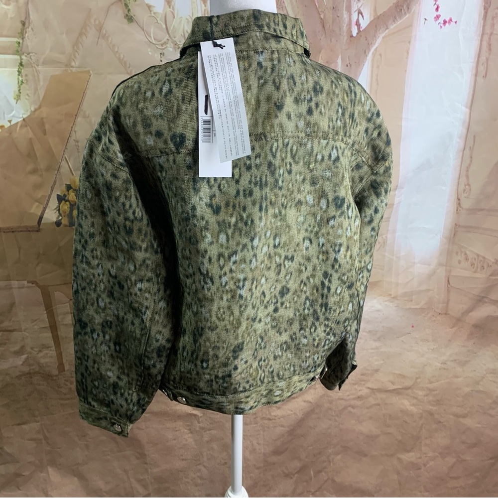 NEW IRO Empathy Leopard Oversized Jean Jacket - Picture 7 of 13